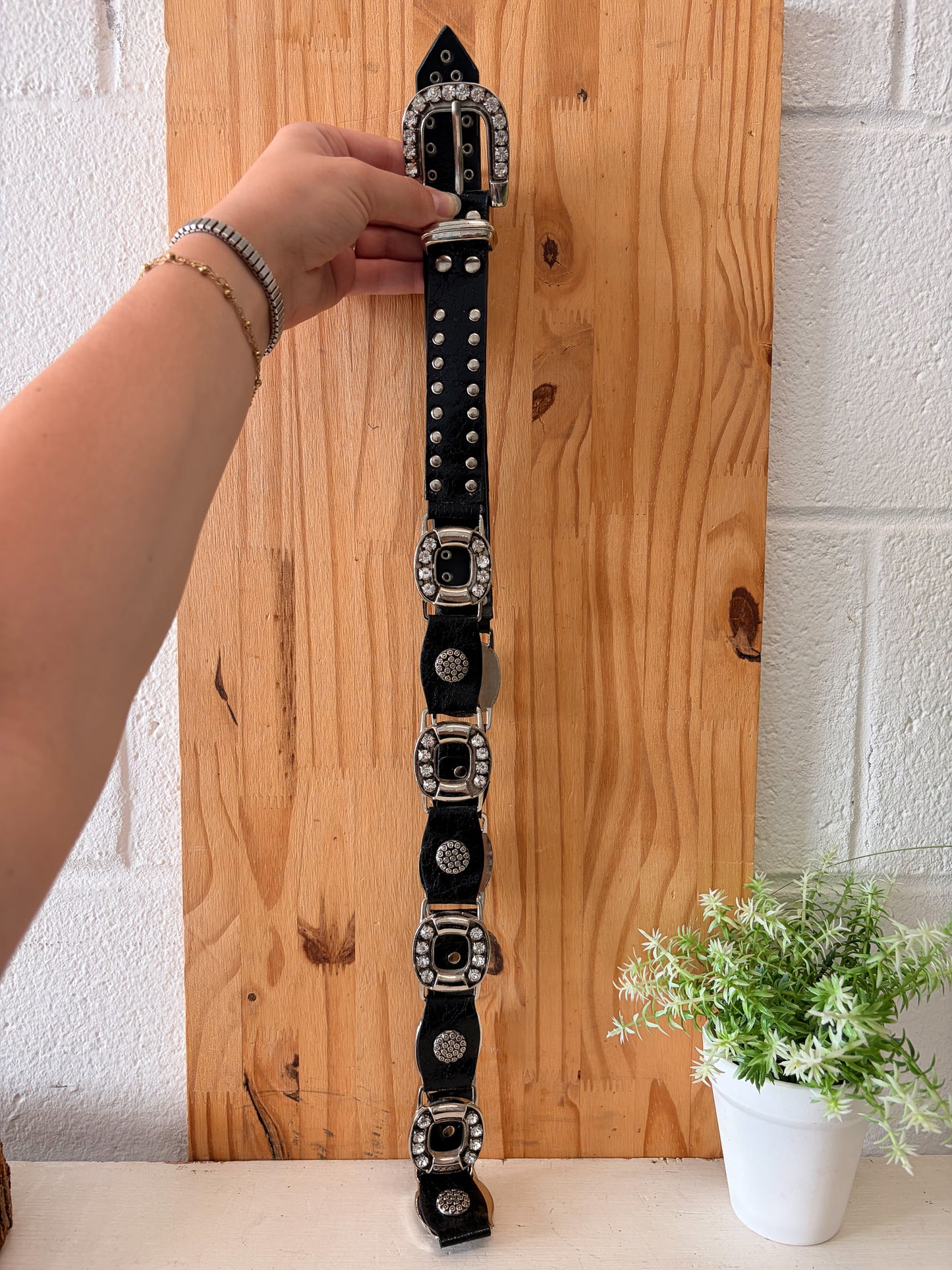 Rhinestone Studded Black Belt