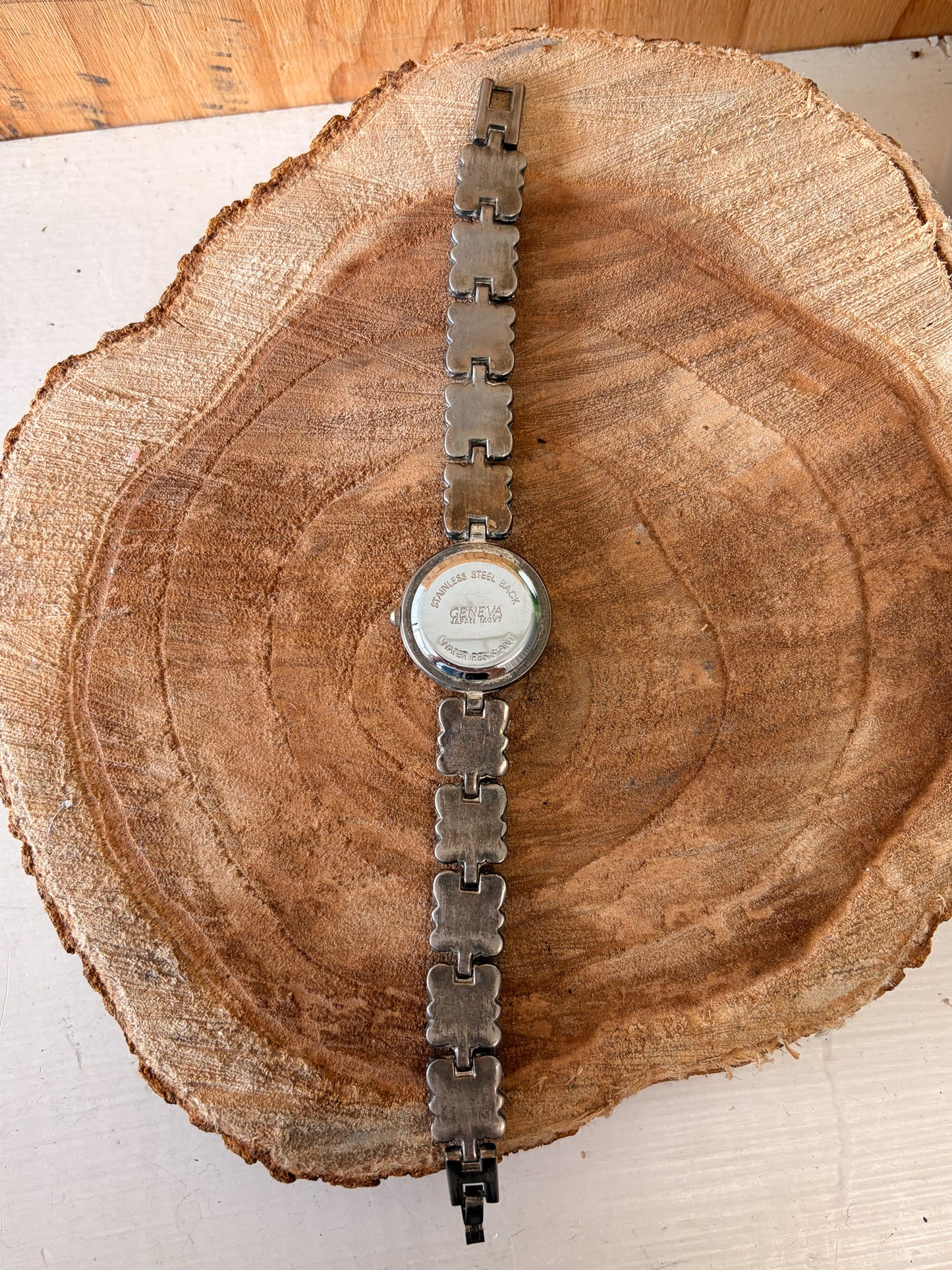 Vtg Geneva Silver Tone Chain Link Watch (Untested)