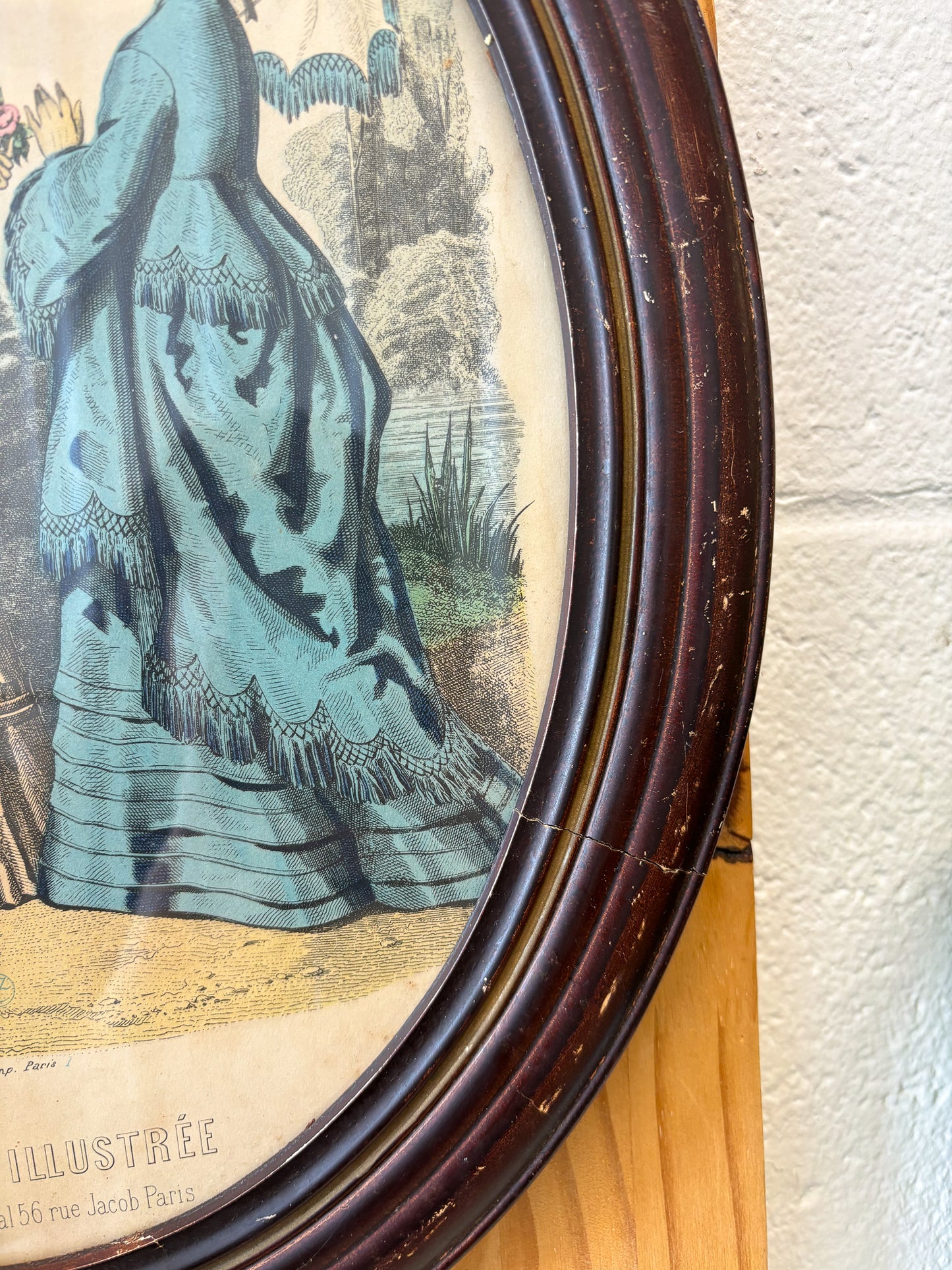 Vtg Pair of Oval La Mode Illustree Prints (Local Pick Up Only)