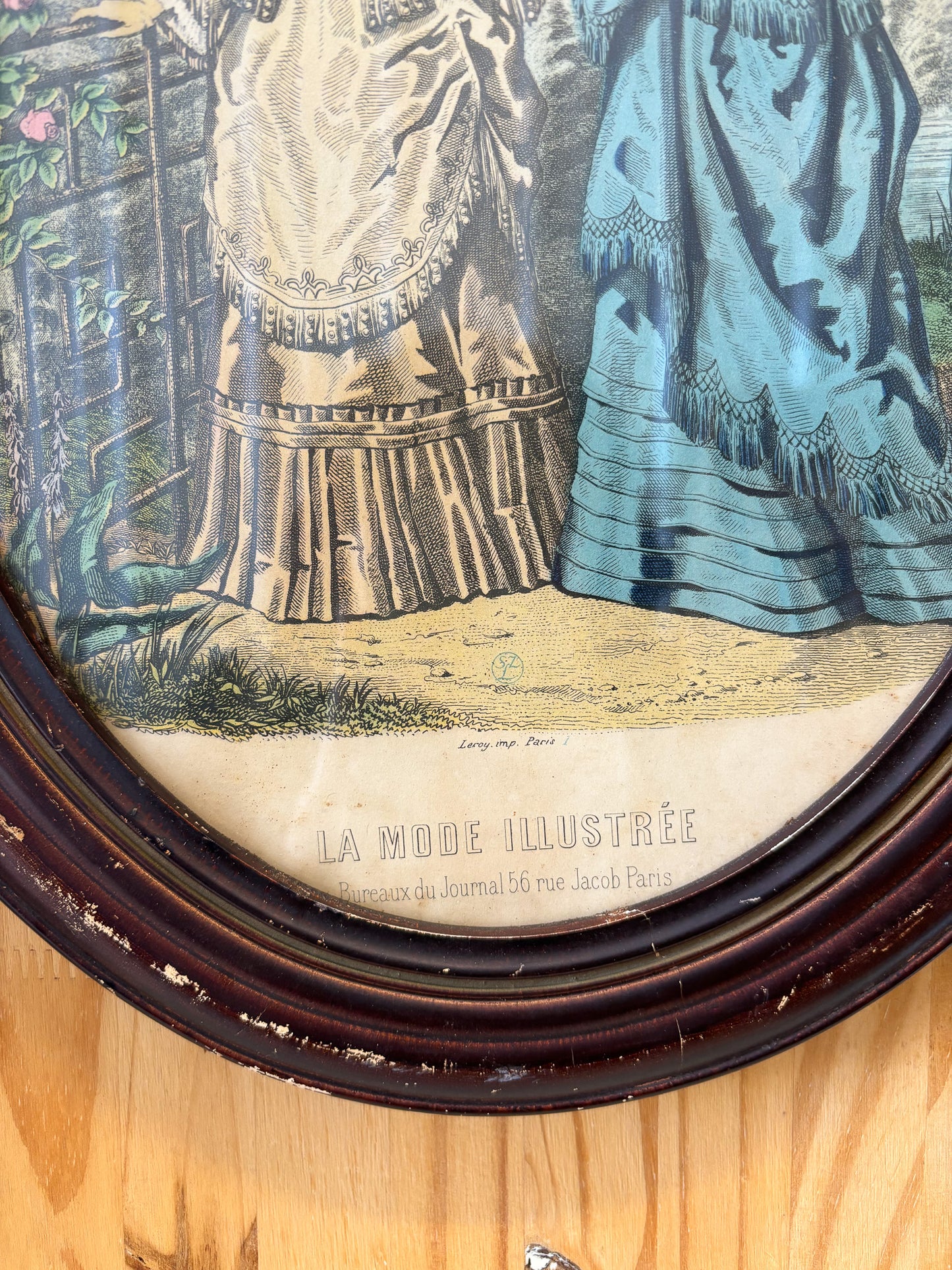 Vtg Pair of Oval La Mode Illustree Prints (Local Pick Up Only)