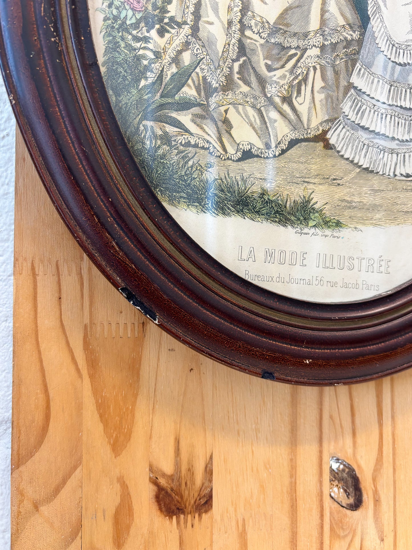 Vtg Pair of Oval La Mode Illustree Prints (Local Pick Up Only)