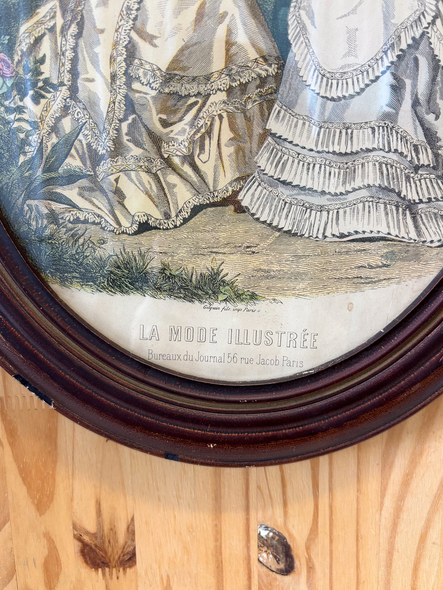 Vtg Pair of Oval La Mode Illustree Prints (Local Pick Up Only)