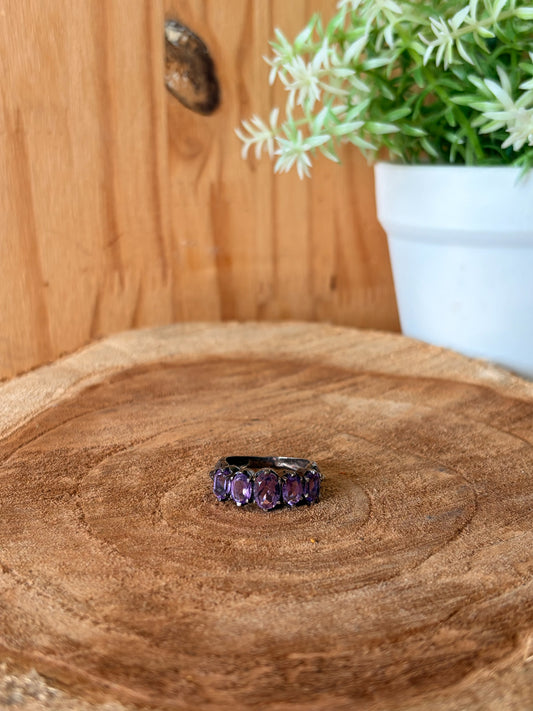 Purple Stone 925 Ring : Size 6.75