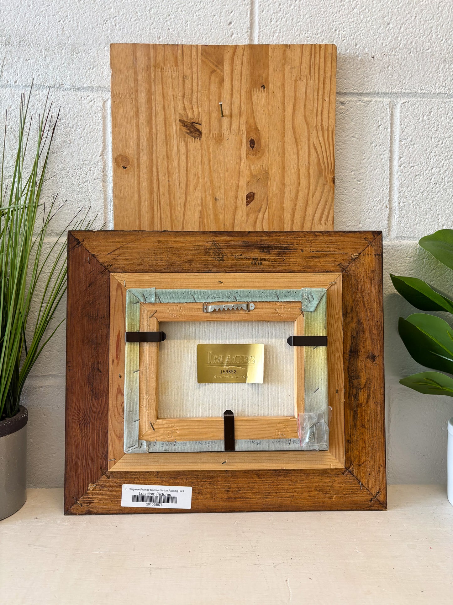 H. Hargrove Framed Service Station Painting Print (Local Pick Up Only)