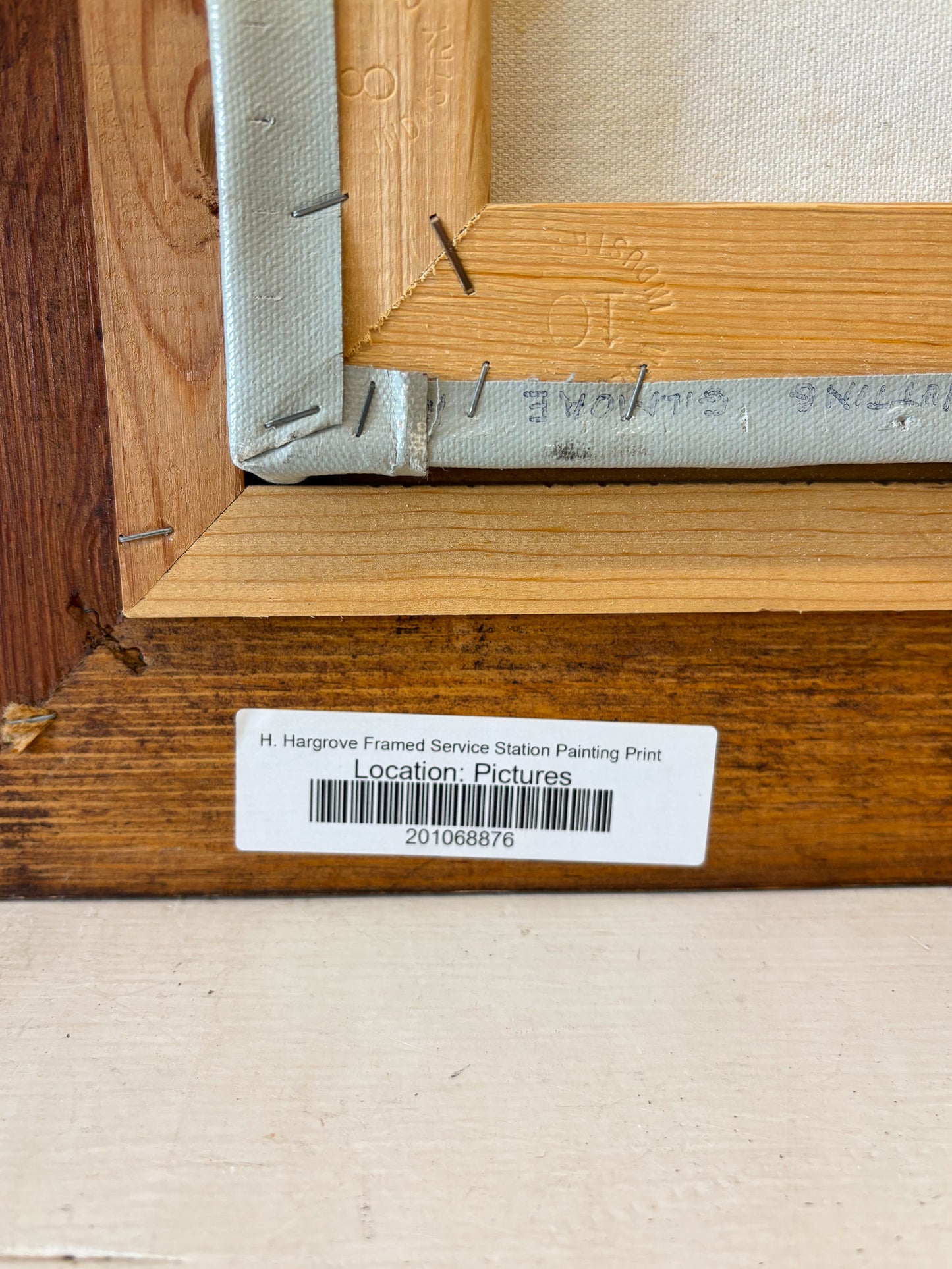 H. Hargrove Framed Service Station Painting Print (Local Pick Up Only)