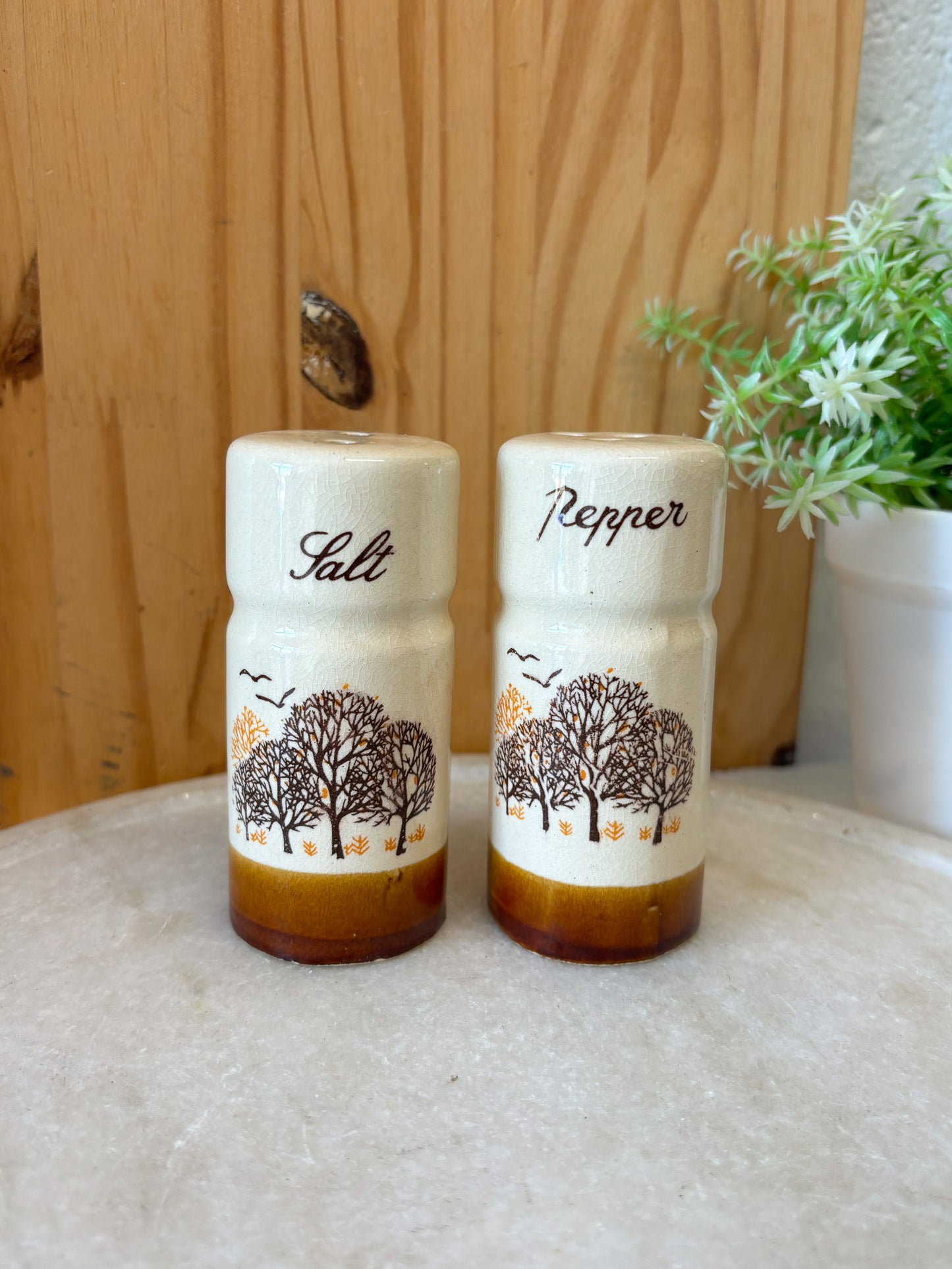 Vtg Tree Salt & Pepper Shakers