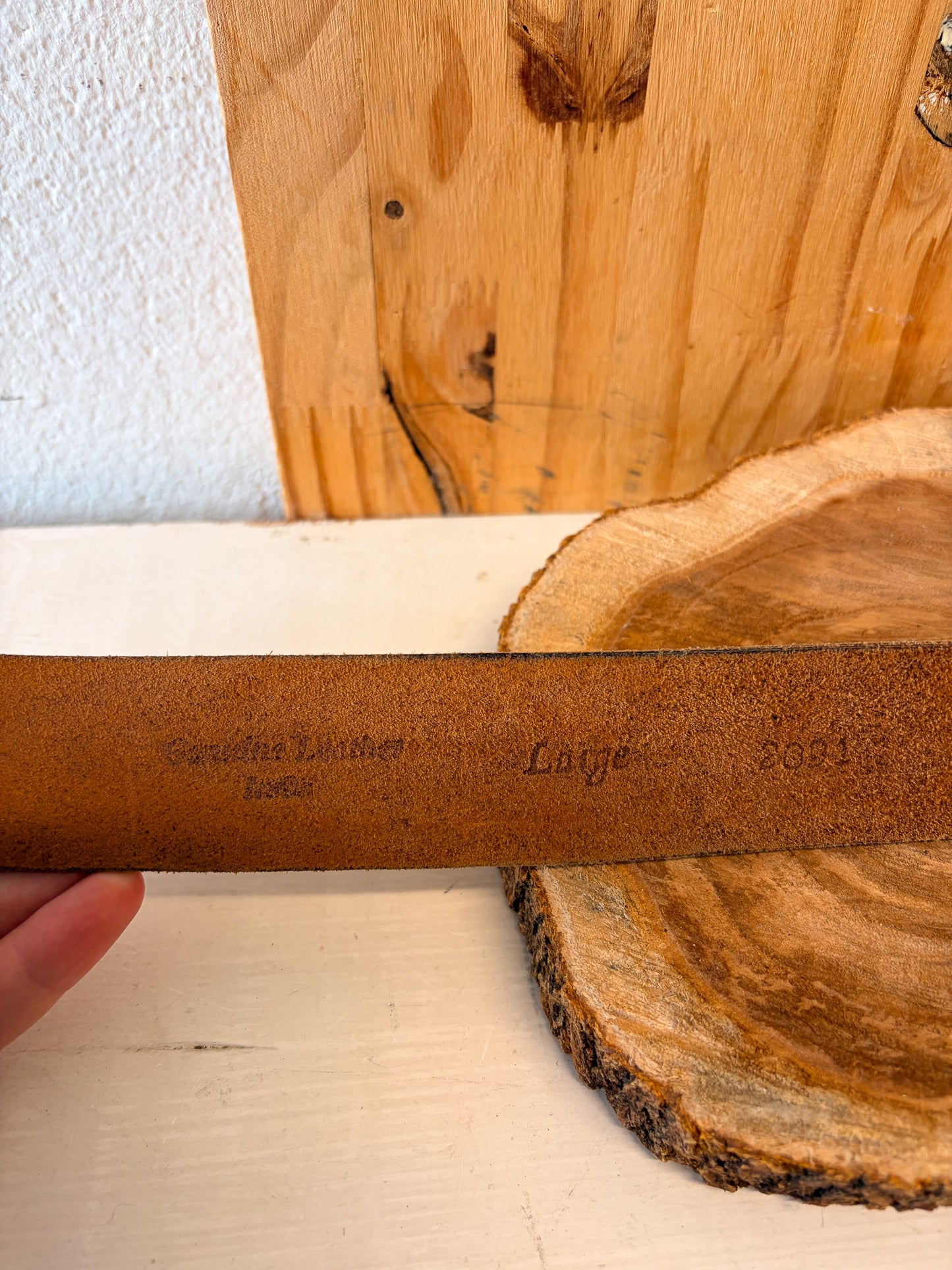 Vtg Brown Leather Belt : L