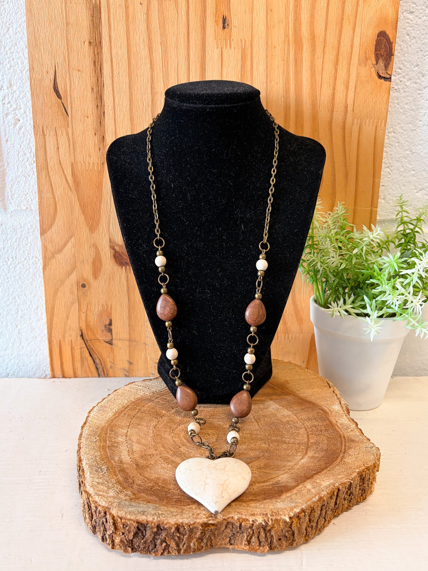 Stone Beaded Heart Necklace