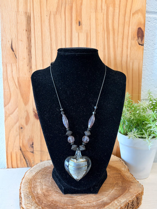Metallic Puffy Heart Necklace
