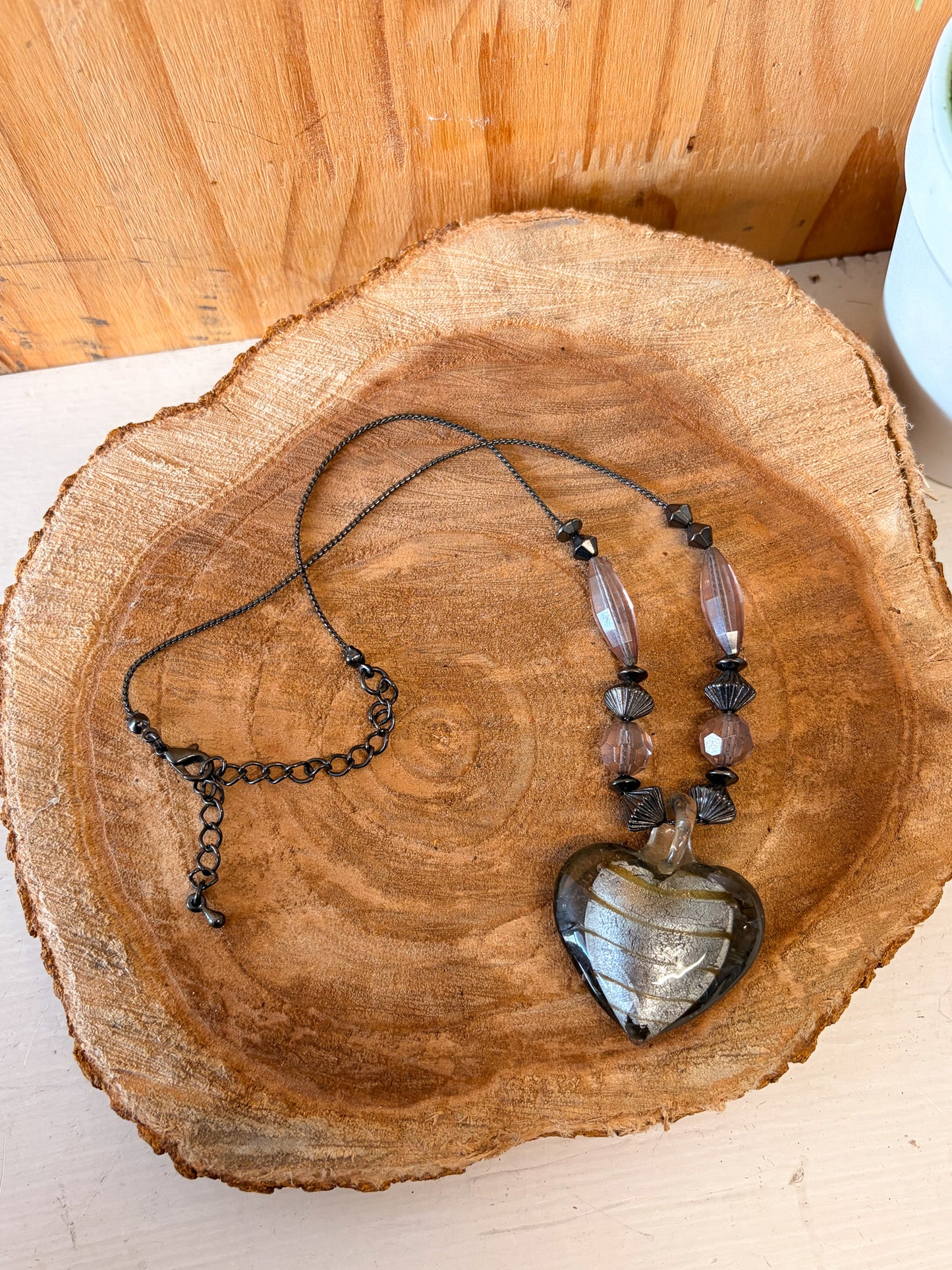 Metallic Puffy Heart Necklace