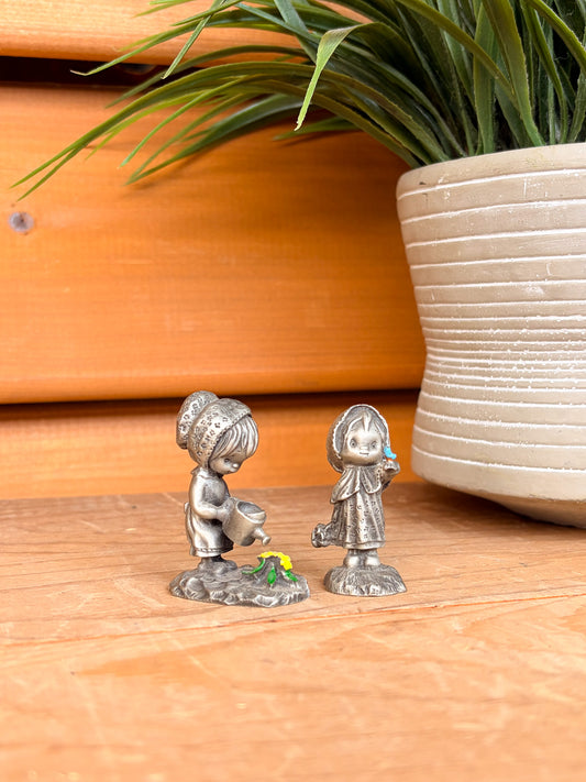 Little Pewter Garden Girl Figures