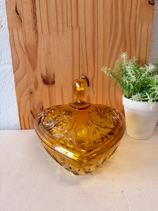 Vtg Amber Triangle Candy Dish (Local Pick Up Only)