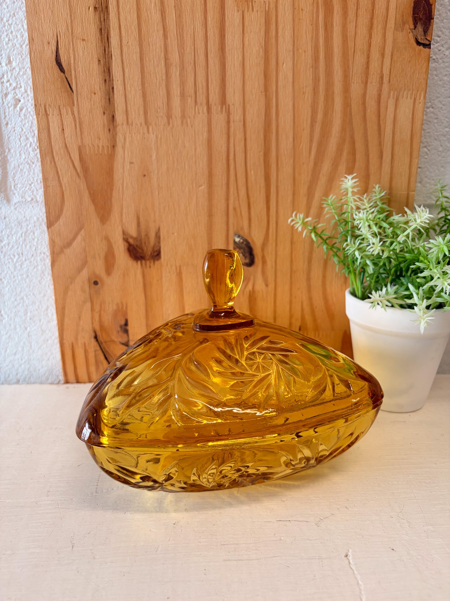 Vtg Amber Triangle Candy Dish (Local Pick Up Only)