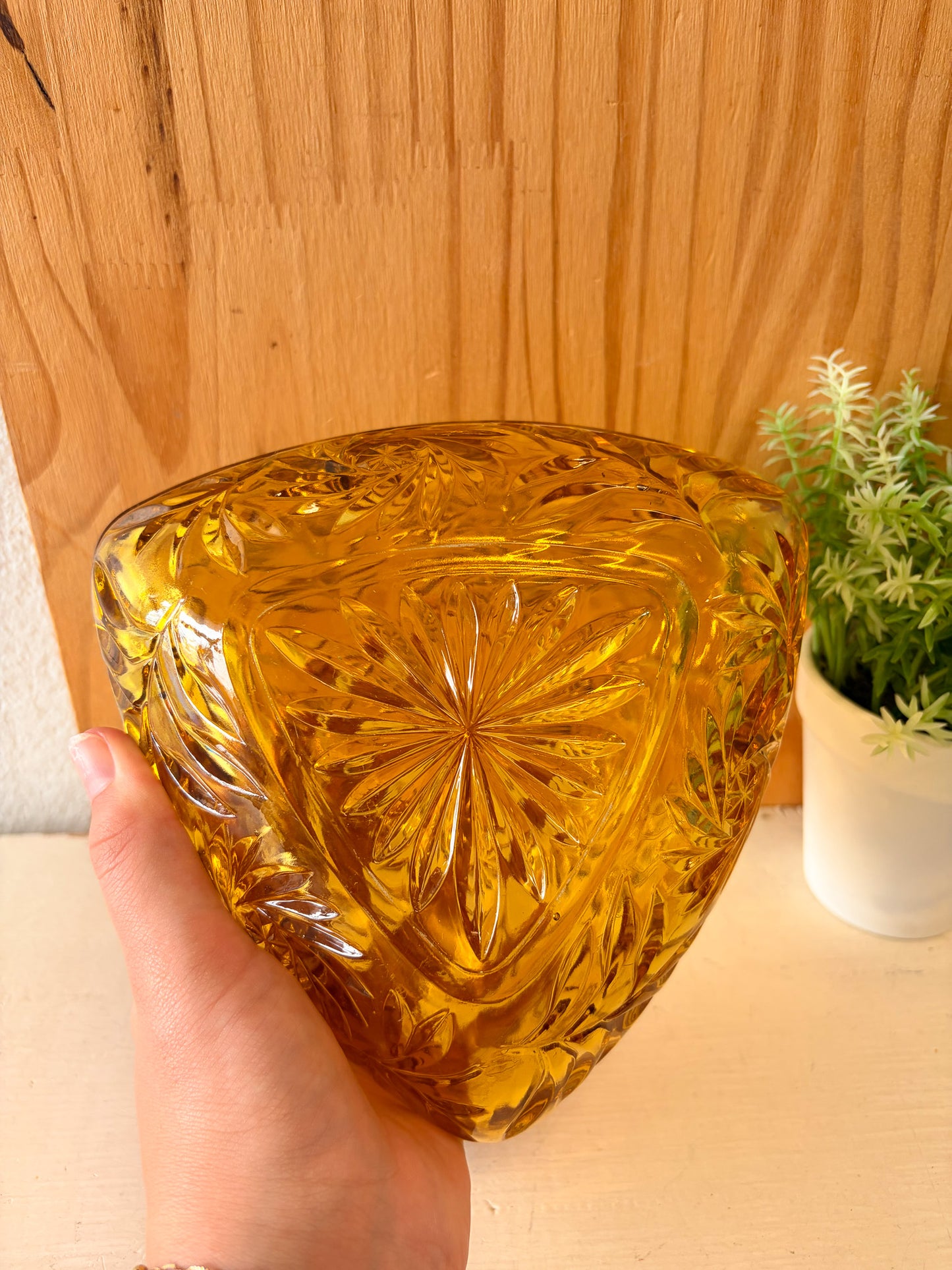 Vtg Amber Triangle Candy Dish (Local Pick Up Only)
