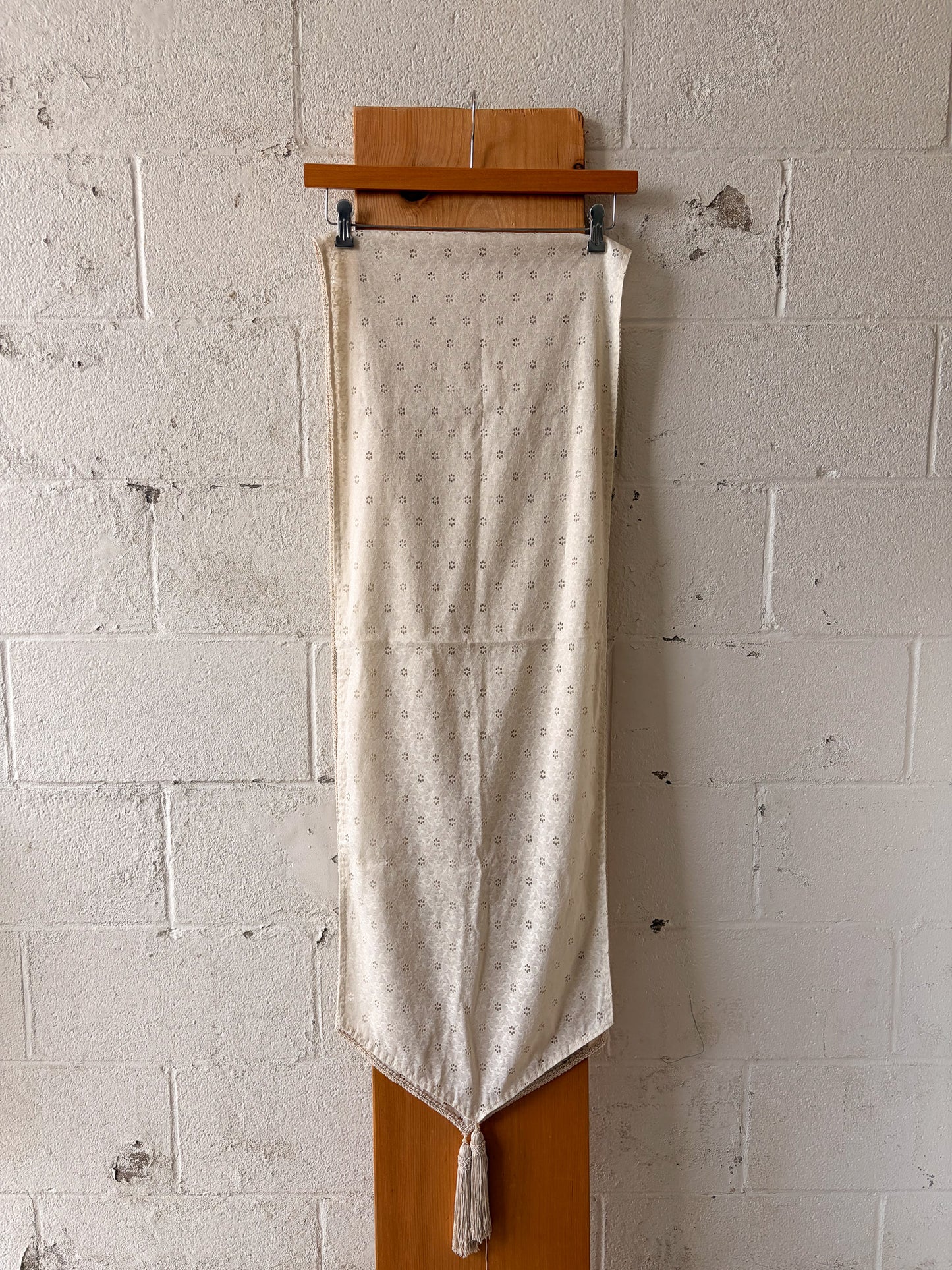 Ivory Lace Tassel Table Runner