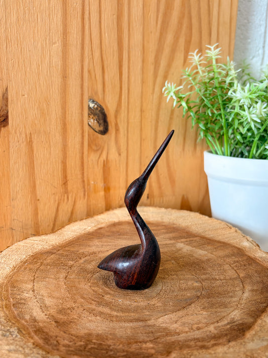 Little Wooden Heron Bird Figurine