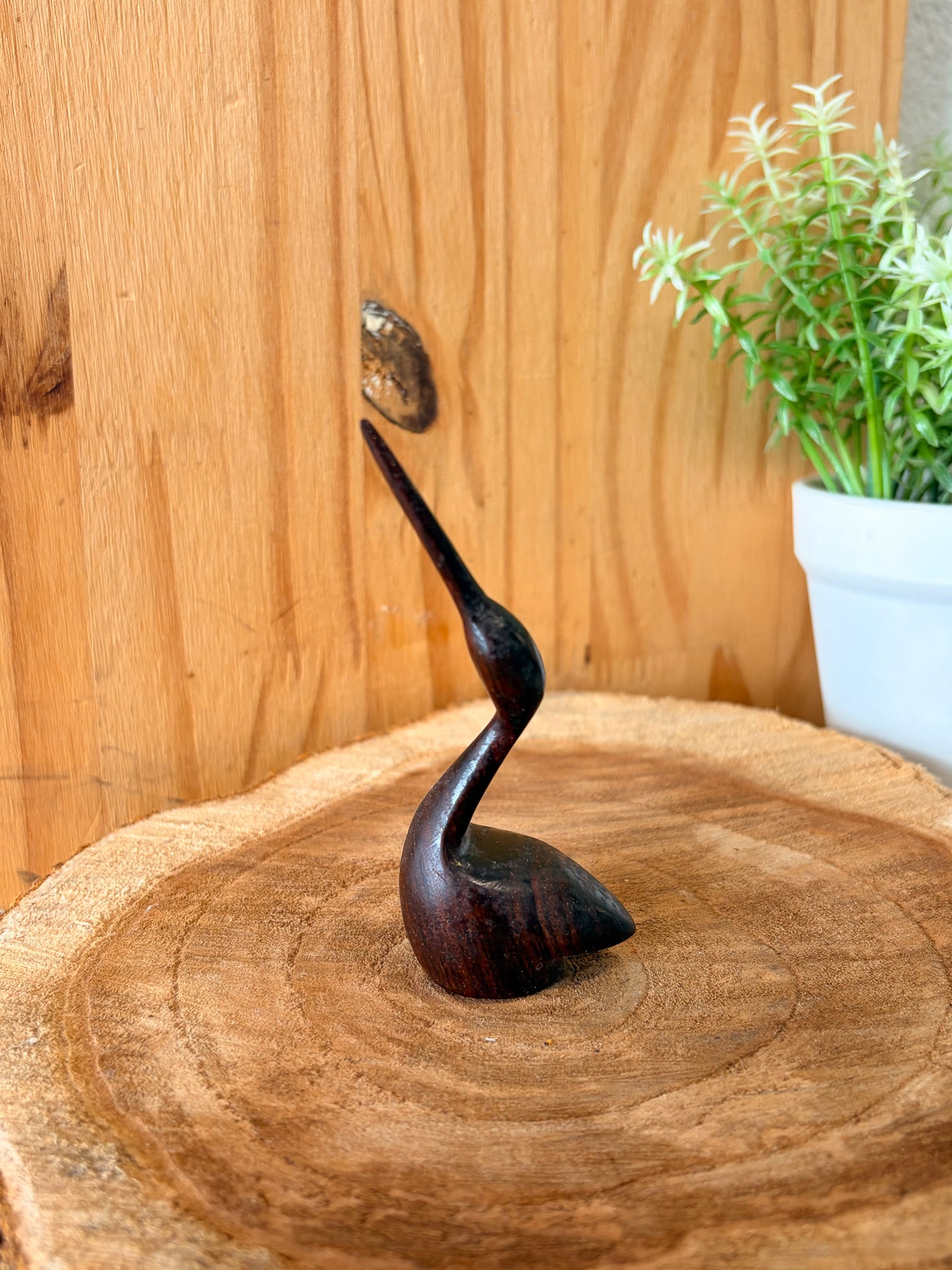 Little Wooden Heron Bird Figurine