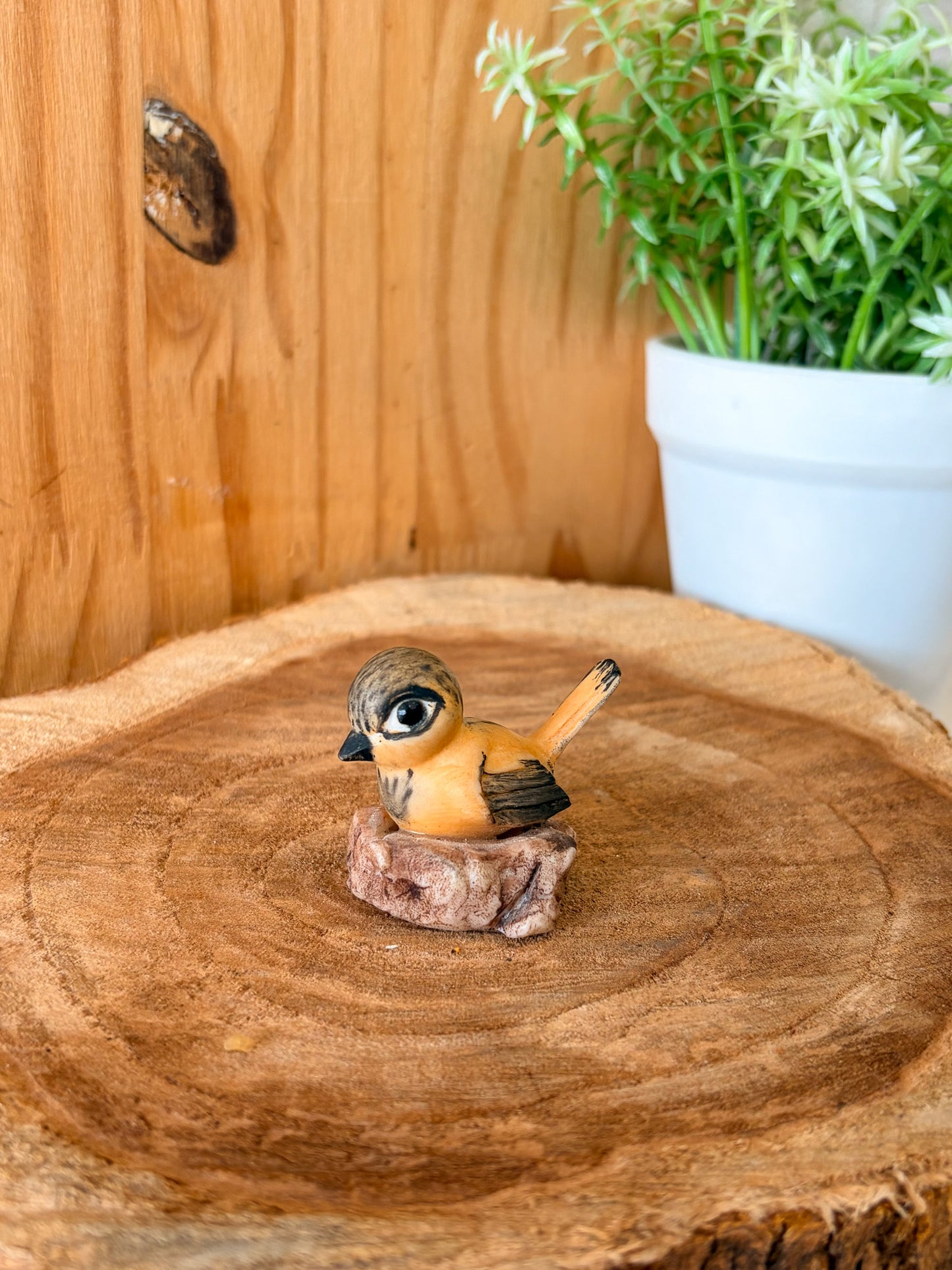 Vtg Little Bird On A Stump