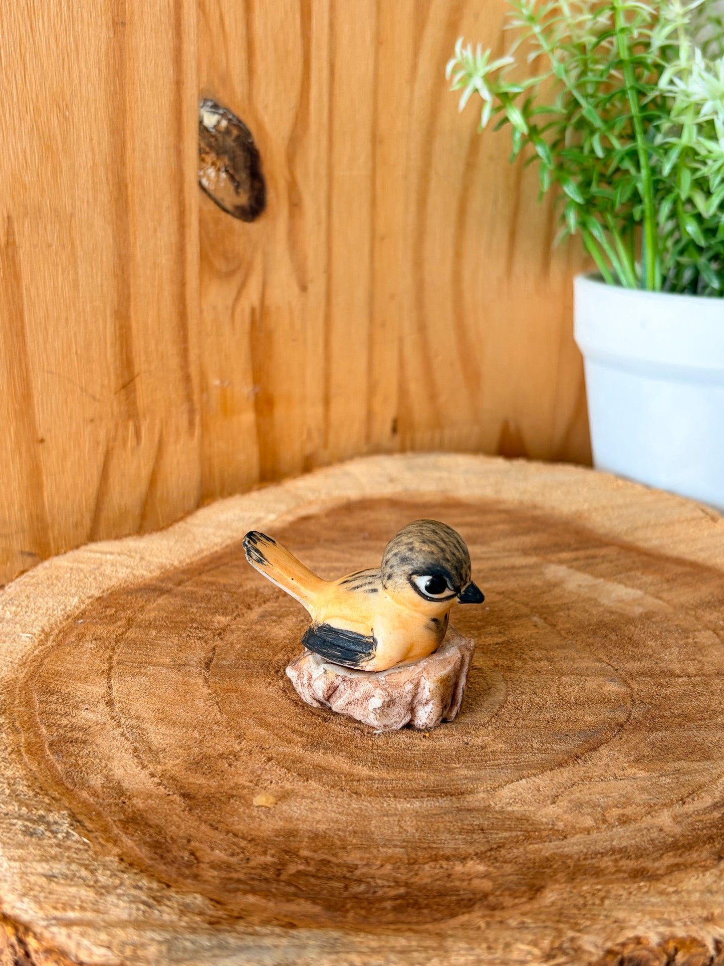 Vtg Little Bird On A Stump