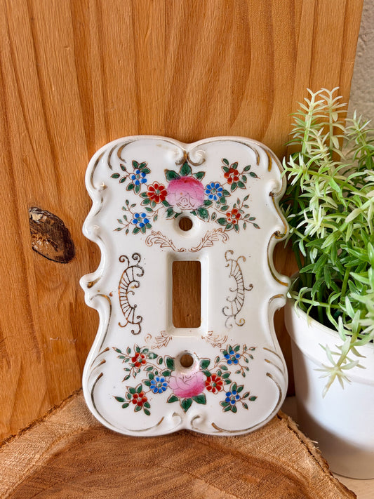 Vtg Floral Painted Light Switch Cover (Local Pick Up Only)