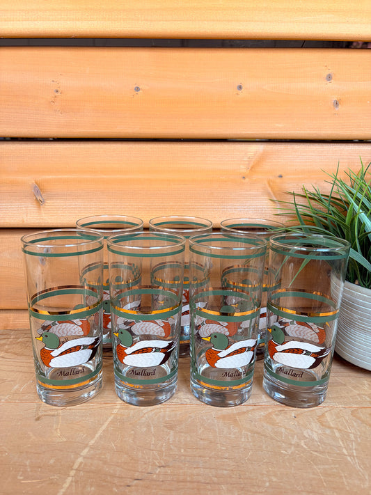 Set of 7 Vtg Mallard Duck Glasses (Local Pick Up Only)