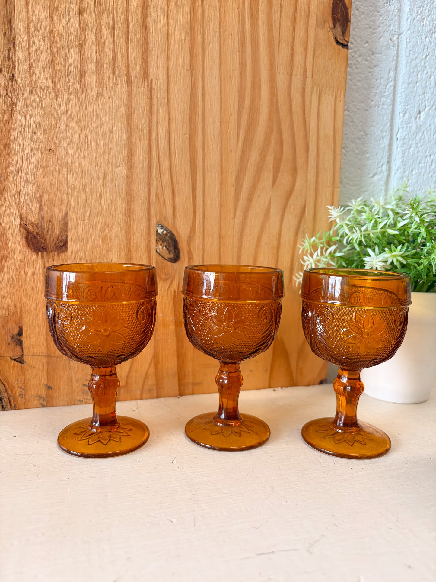 Set of 7 Mini Amber Goblet Glasses (Local Pick Up Only)