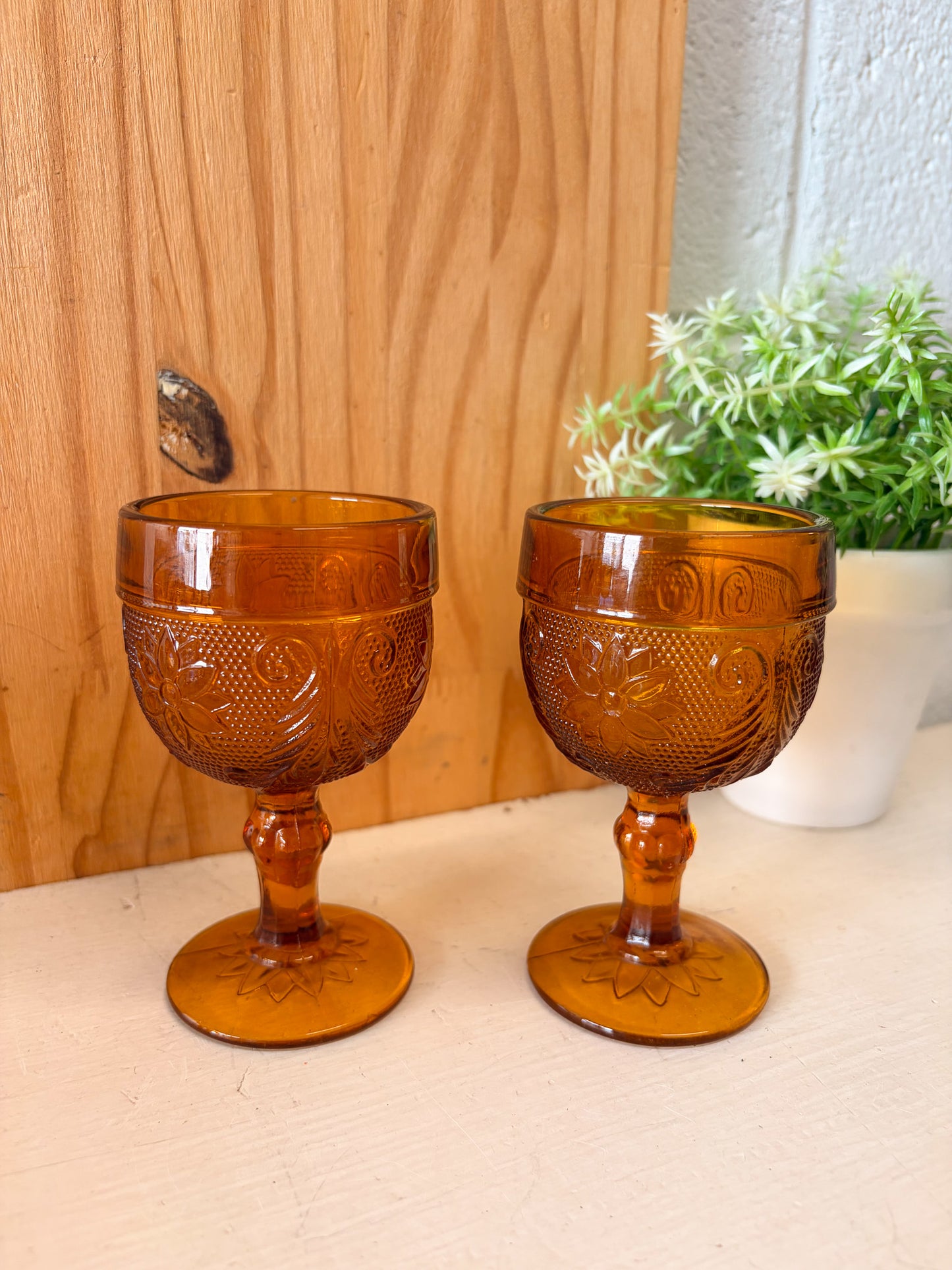 Set of 7 Mini Amber Goblet Glasses (Local Pick Up Only)