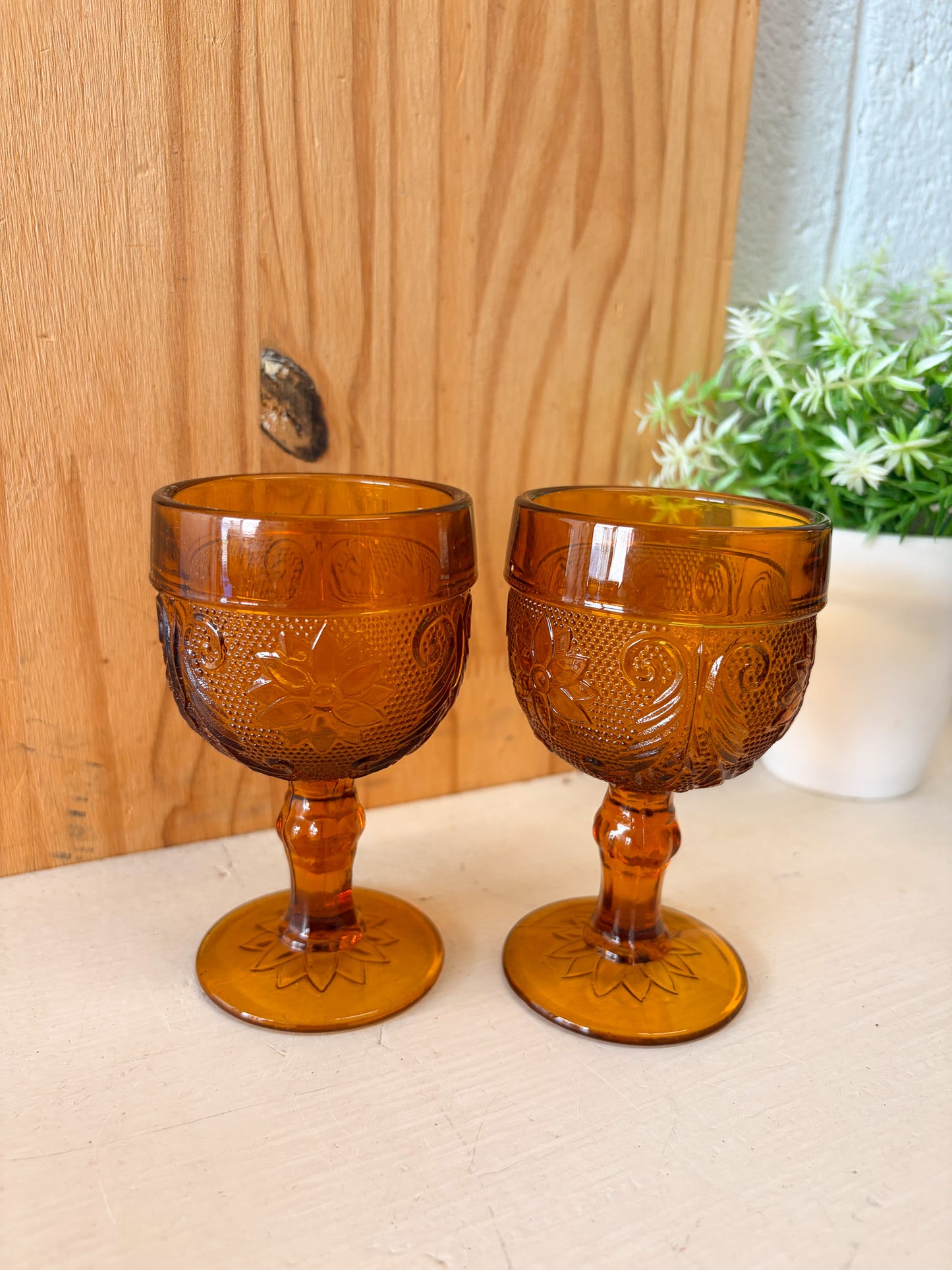Set of 7 Mini Amber Goblet Glasses (Local Pick Up Only)