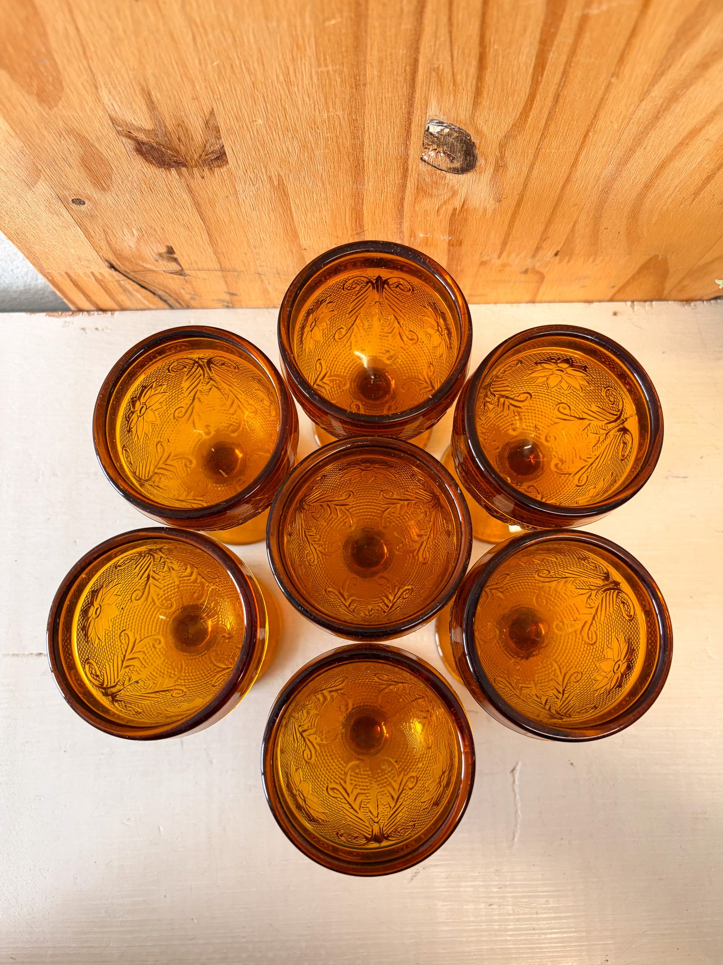 Set of 7 Mini Amber Goblet Glasses (Local Pick Up Only)
