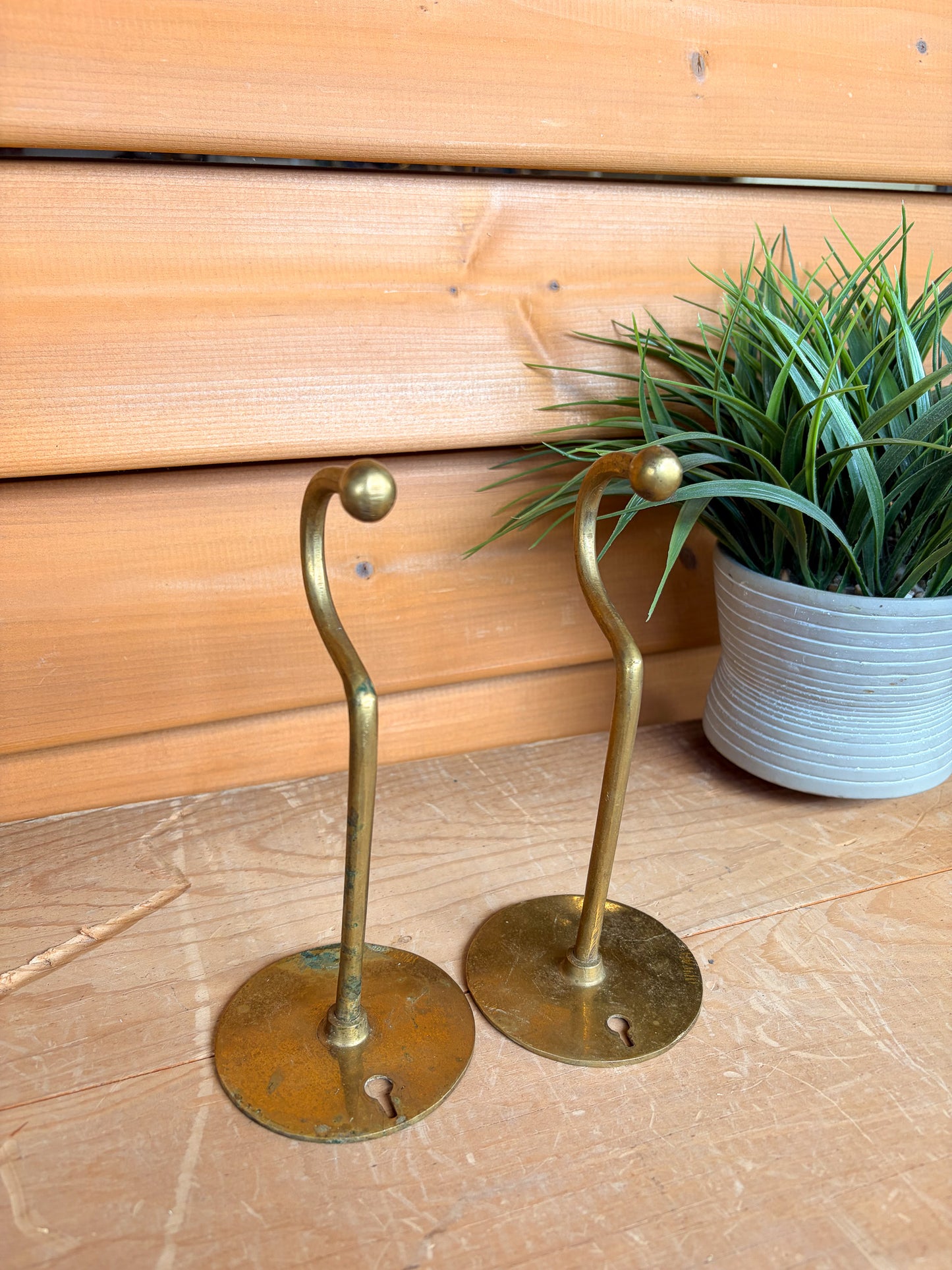 Pair of Brass Wall Hooks