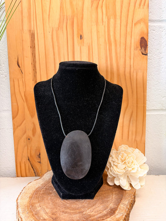 Black Pendant Rope Necklace