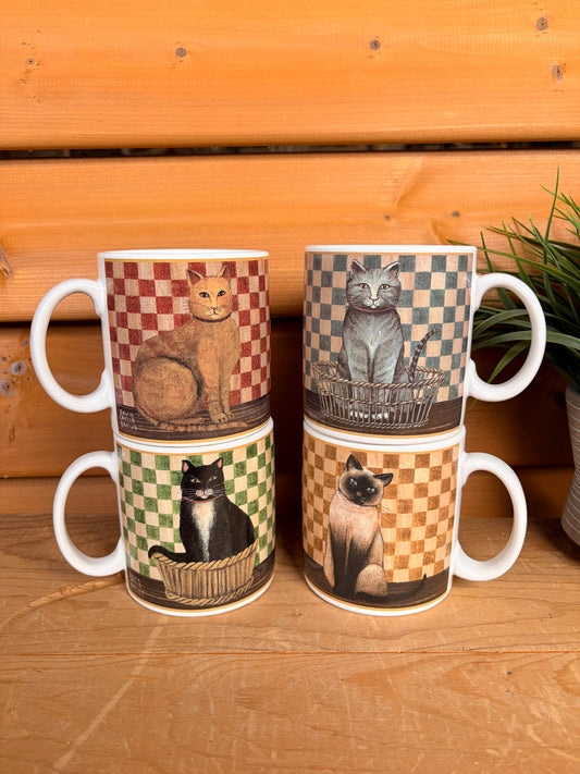 Set of 4 Vtg Oneida Country Kitties Mugs (Local Pick Up Only)