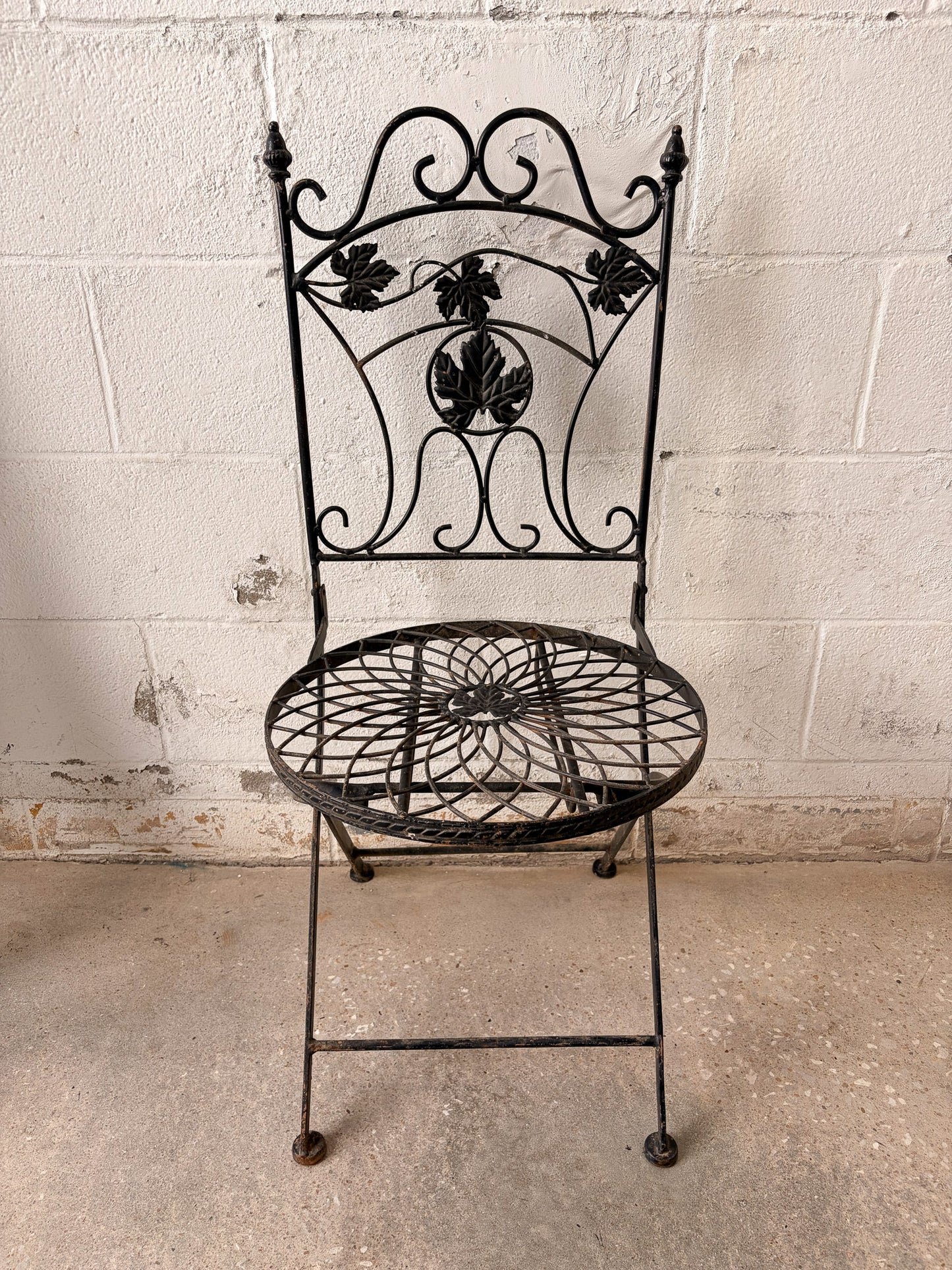 Vtg Black Metal Folding Bistro Chair (Local Pick Up Only)
