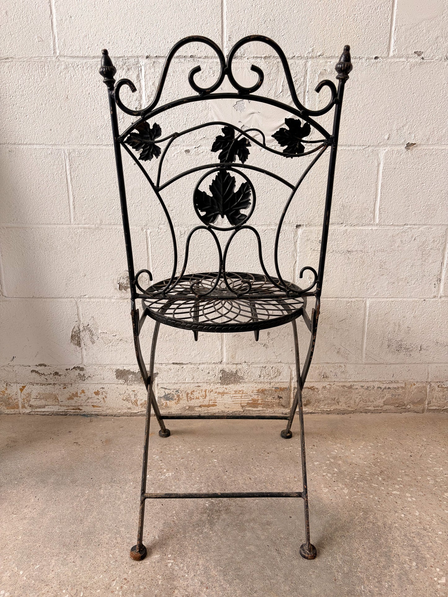 Vtg Black Metal Folding Bistro Chair (Local Pick Up Only)