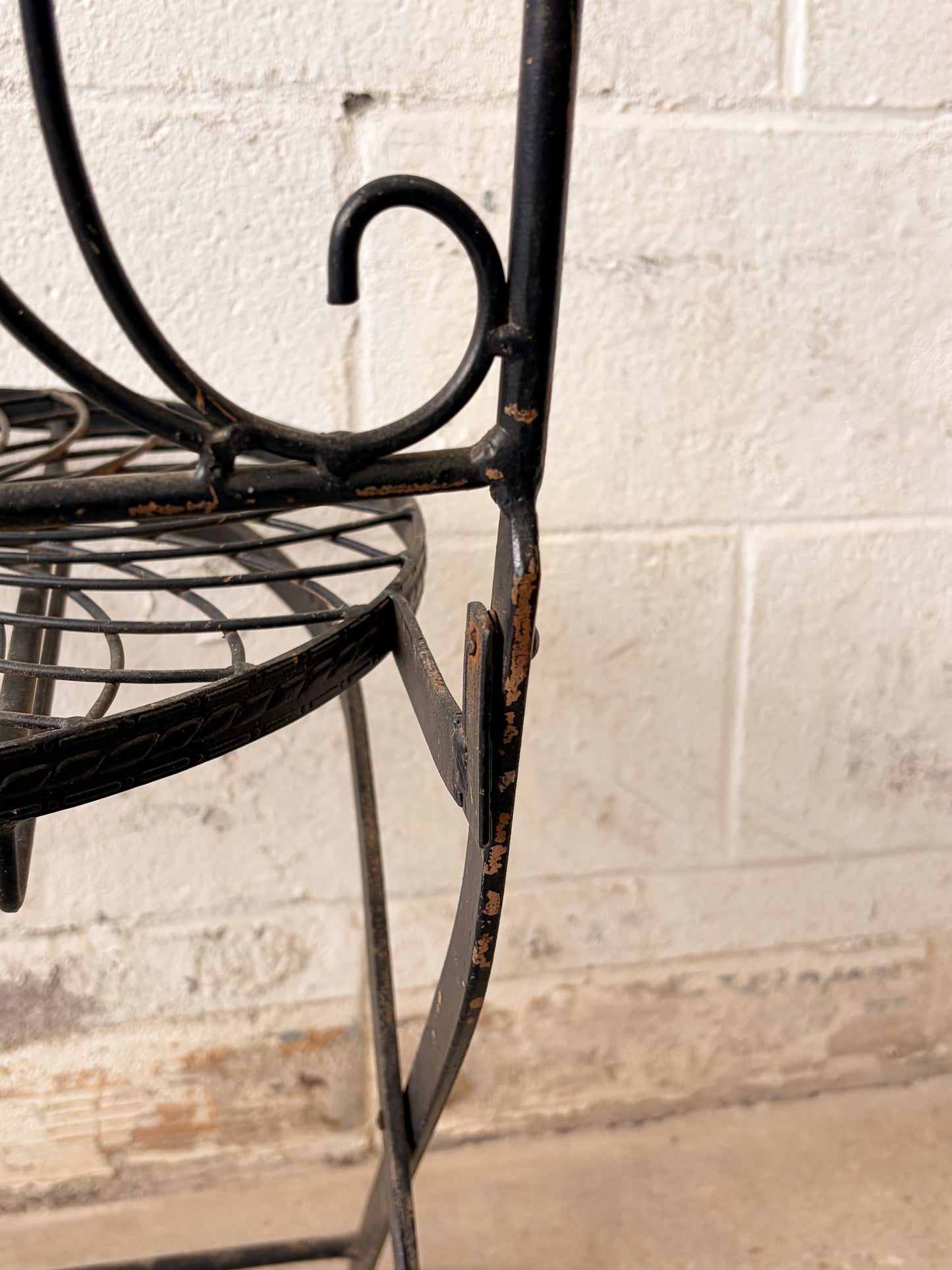 Vtg Black Metal Folding Bistro Chair (Local Pick Up Only)