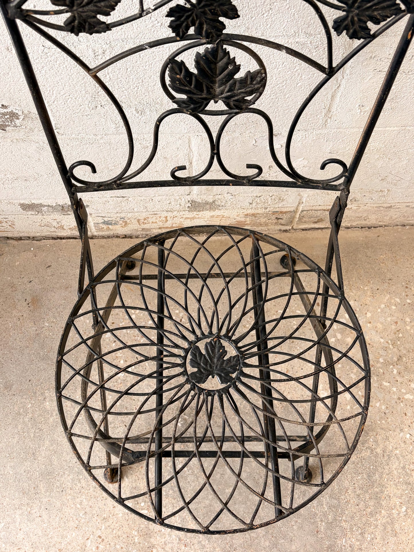 Vtg Black Metal Folding Bistro Chair (Local Pick Up Only)