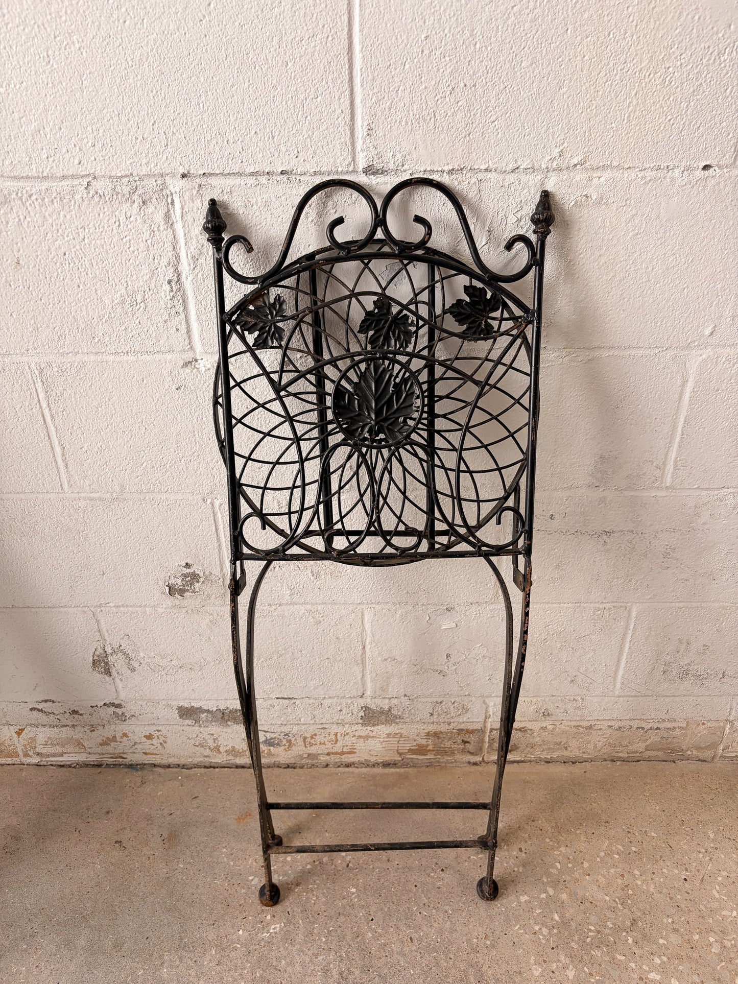 Vtg Black Metal Folding Bistro Chair (Local Pick Up Only)