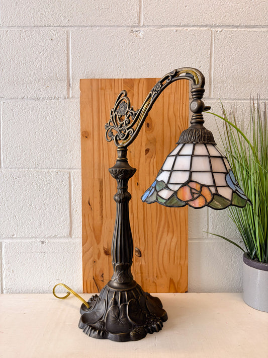 Tiffany Style Daffodil Stained Glass Bridge Arm Lamp (Tested & Works!) (Local Pick Up Only)