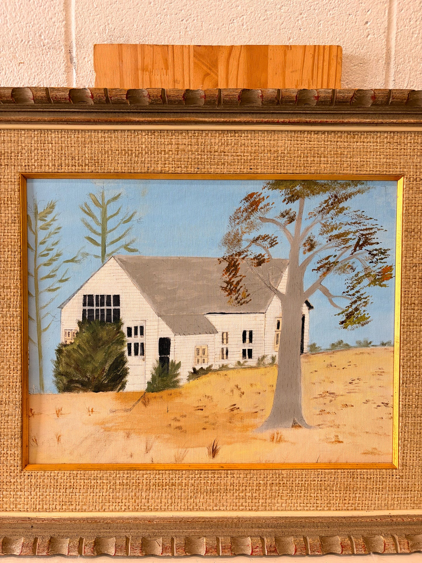 Vtg Hand Painted Framed Canvas (Local Pick Up Only)