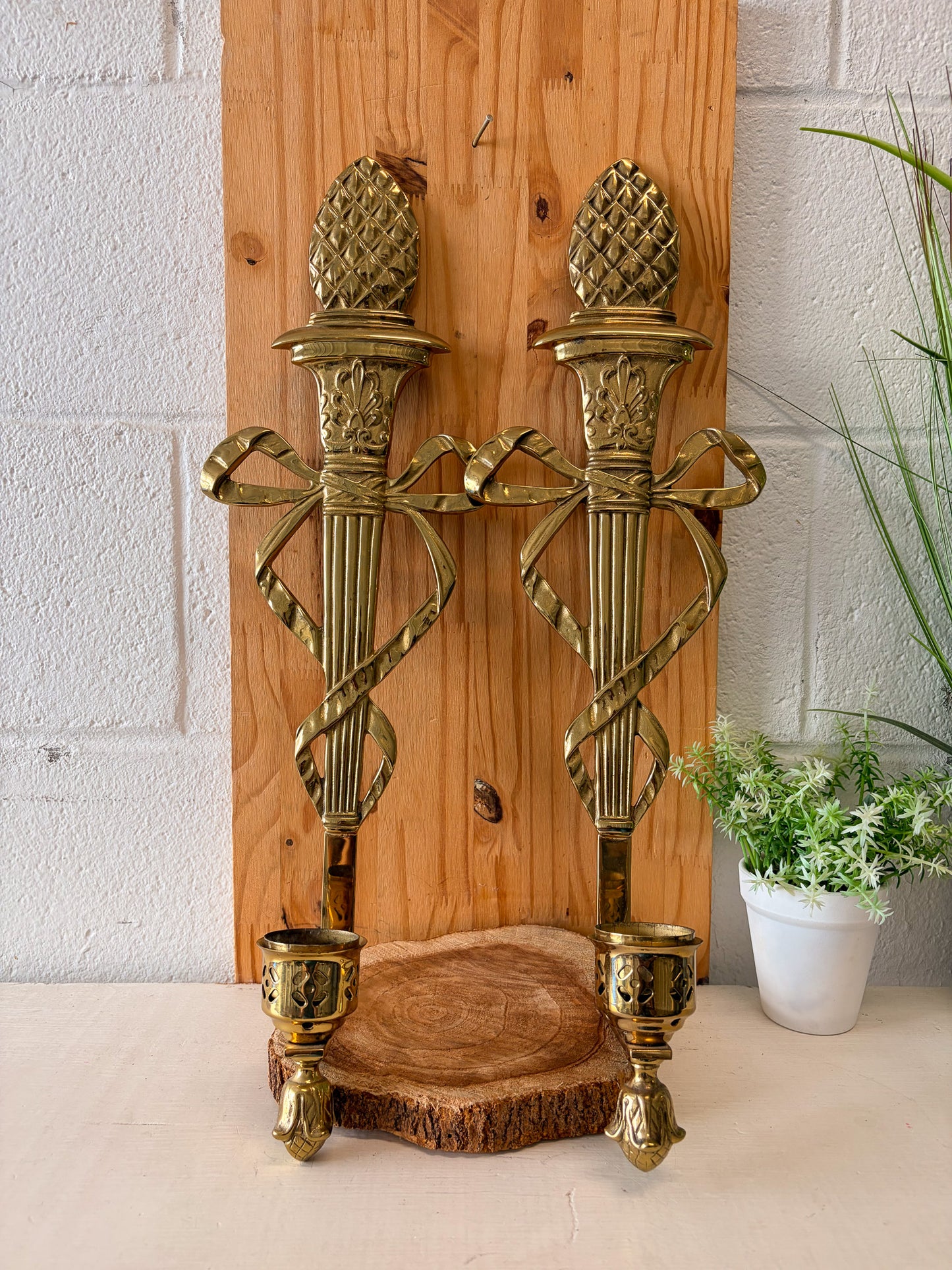 Vtg Large Brass Candle Sconces (Local Pick Up Only)