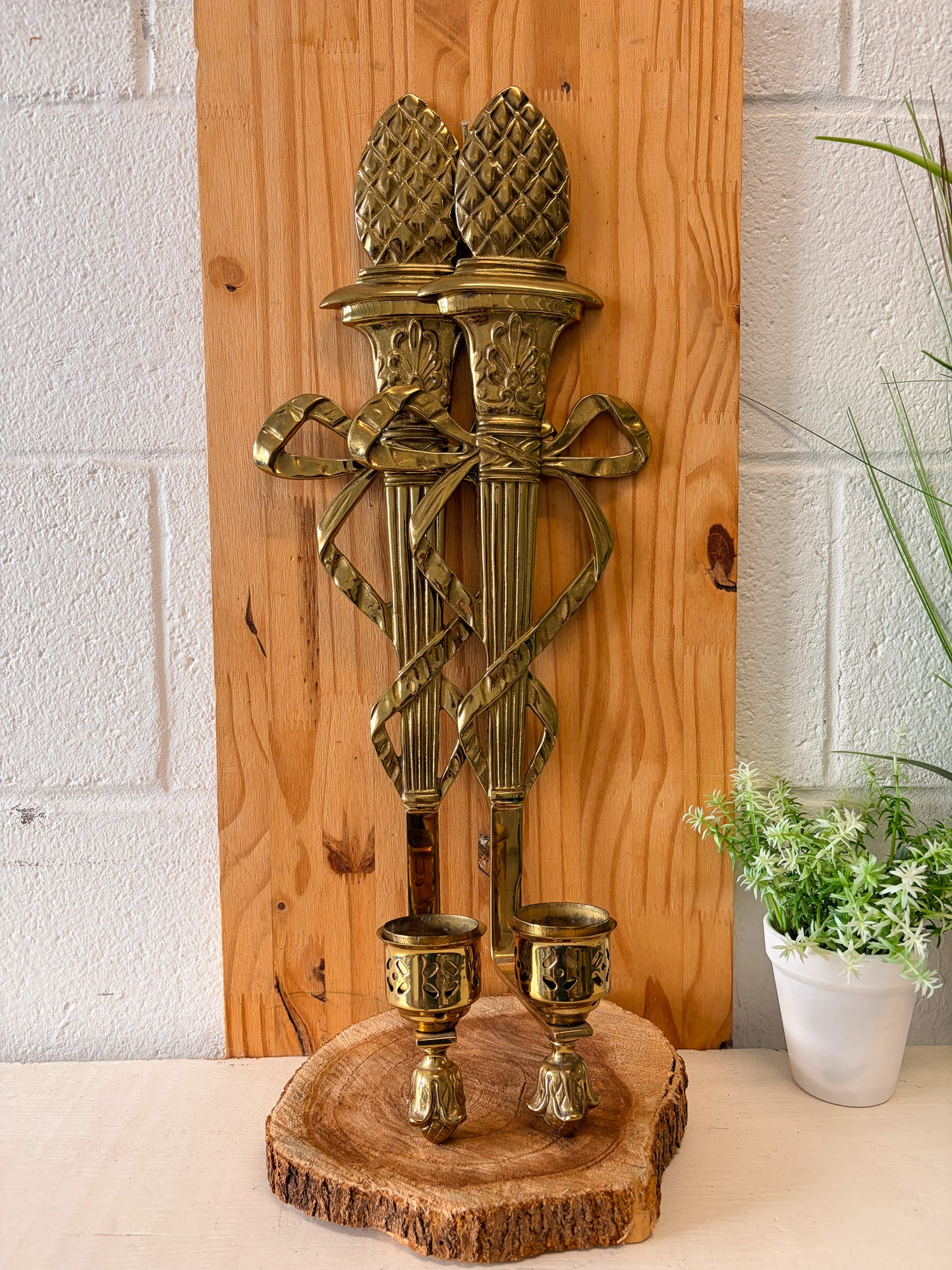 Vtg Large Brass Candle Sconces (Local Pick Up Only)