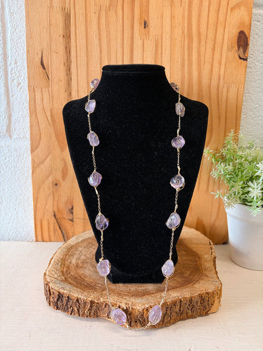 Purple Stone Wrapped Necklace