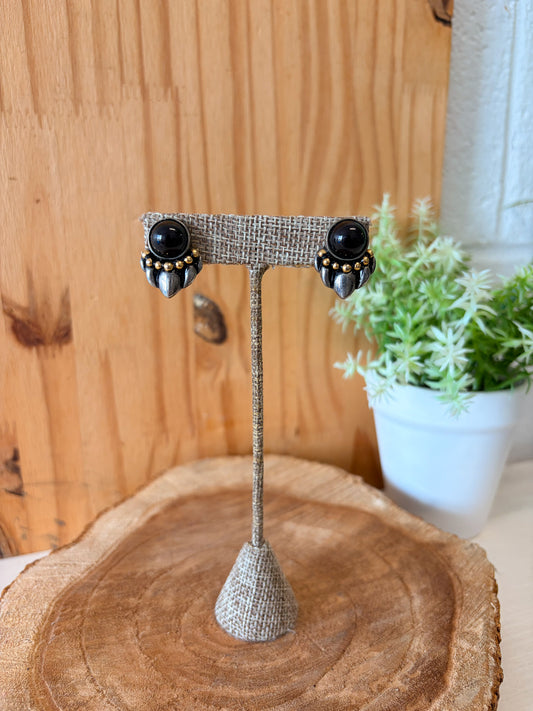 Two Tone Black Center Earrings