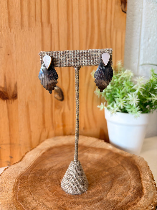 Sterling Feathered Wing Earrings