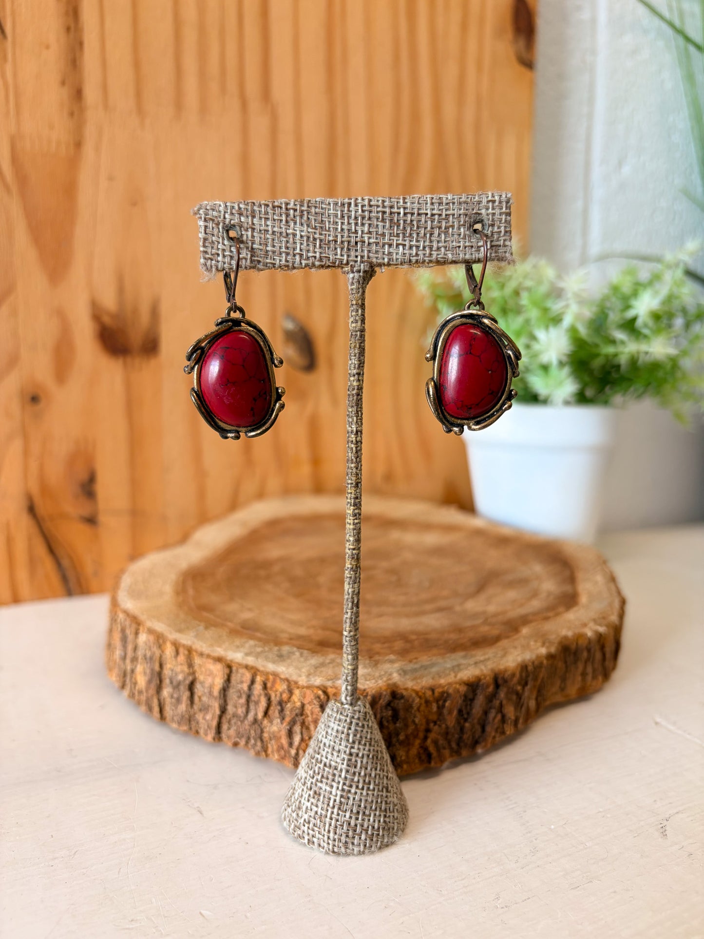 Red Circle Earrings