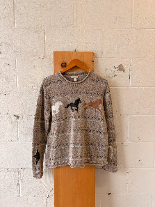 Horse Patterned Sweater : XL