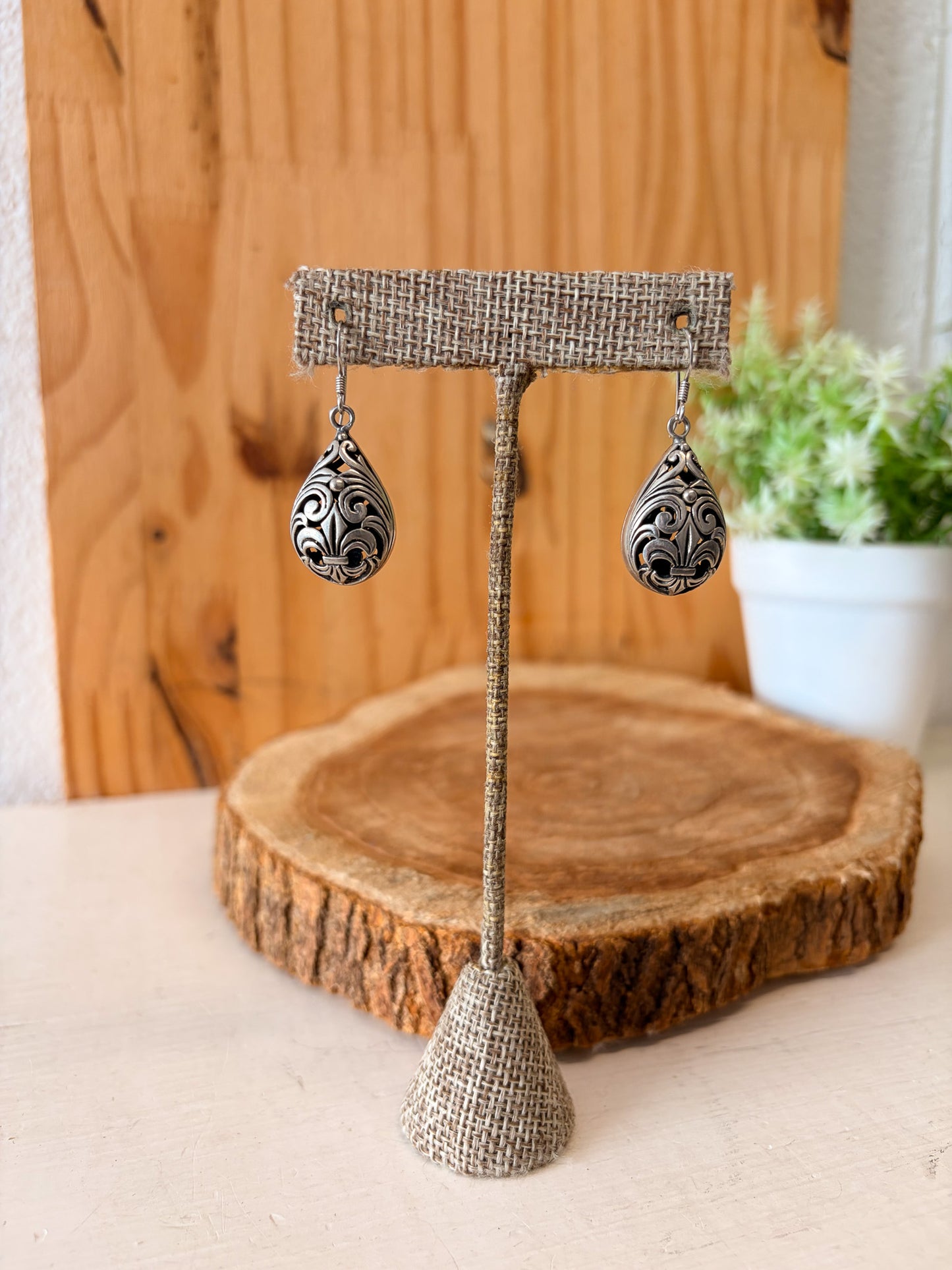 925 Silver Puffy Teardrop Earrings