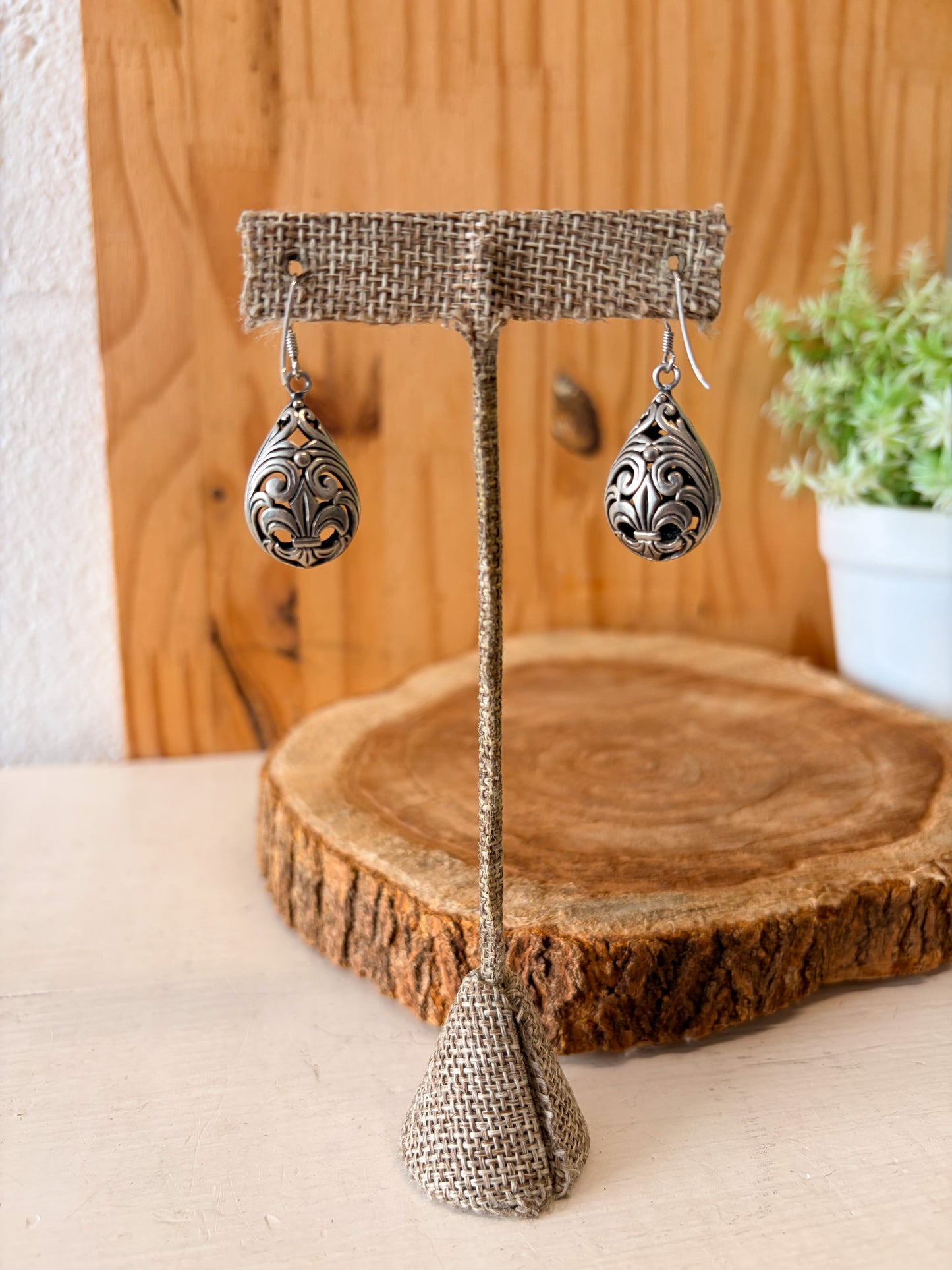 925 Silver Puffy Teardrop Earrings