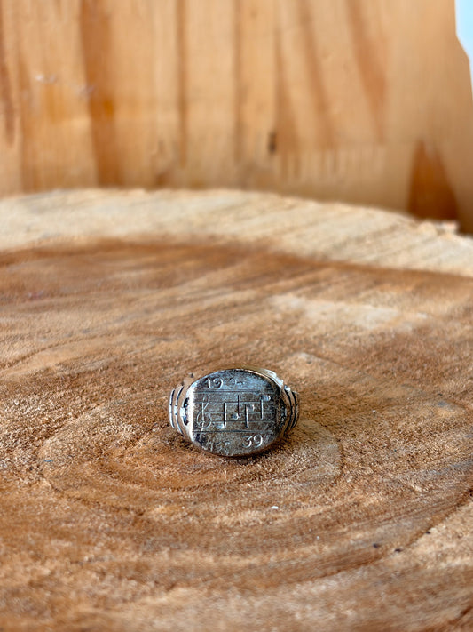 Vtg Sterling Silver Musical Staff Ring : Size 4.5