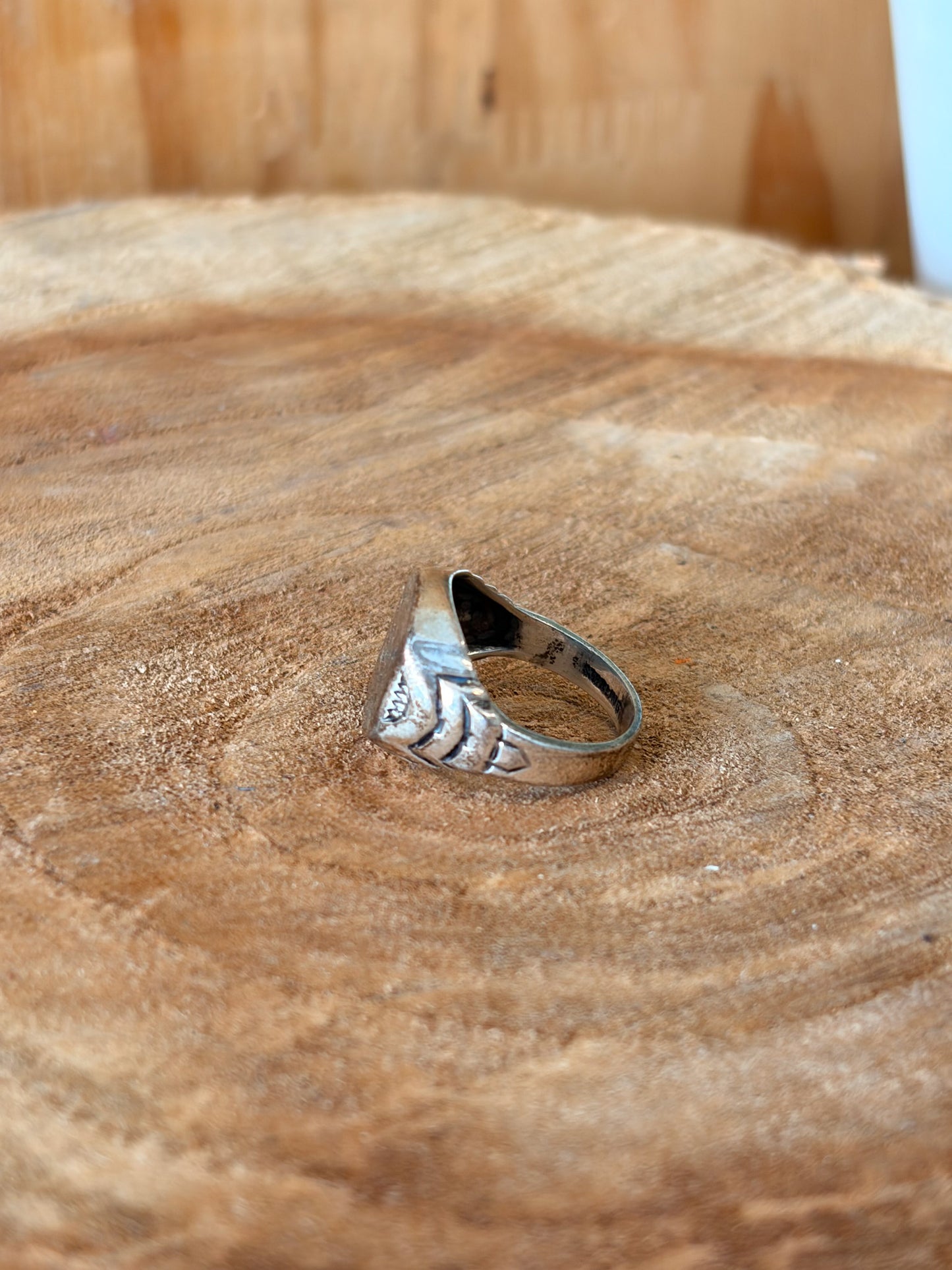 Vtg Sterling Silver Musical Staff Ring : Size 4.5